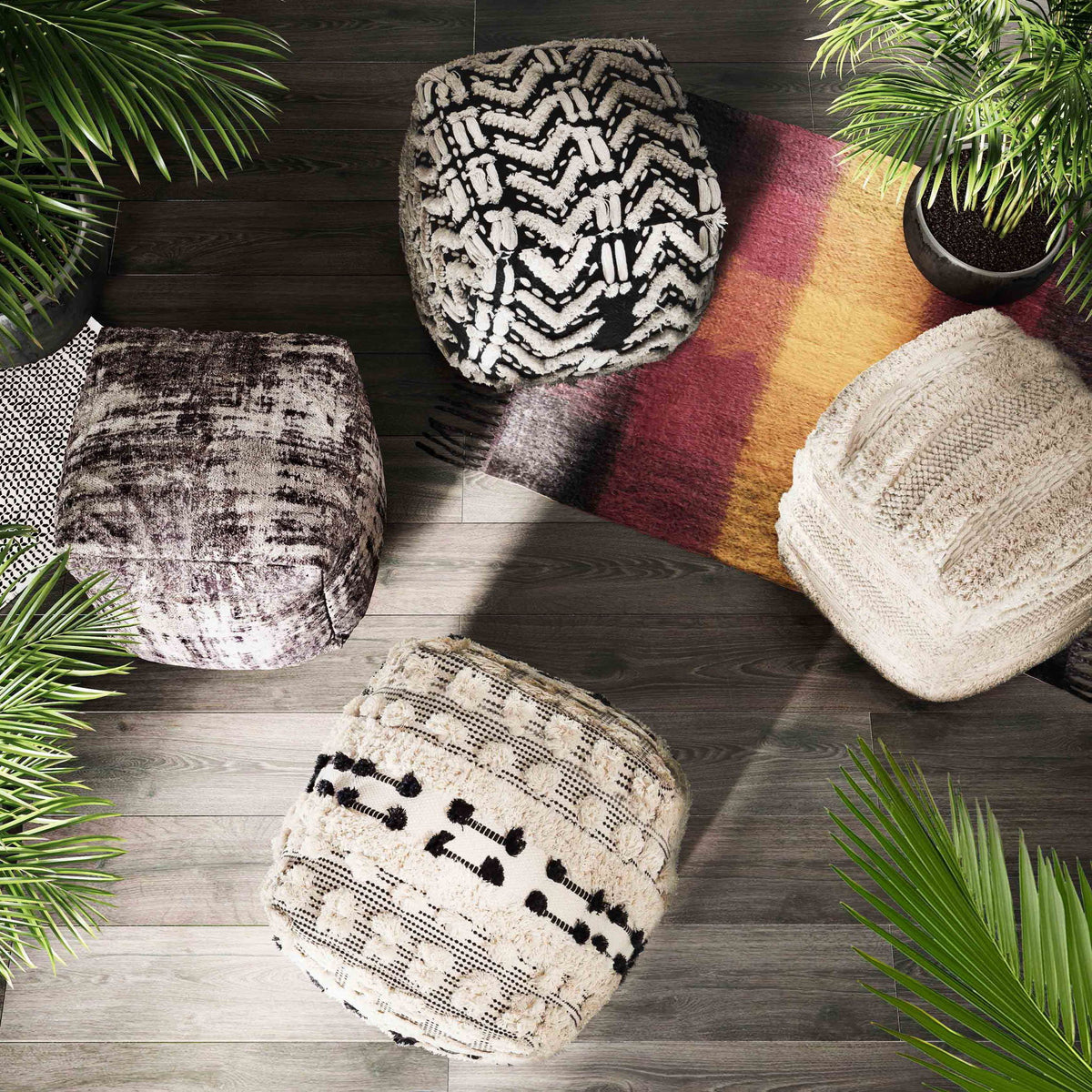 Yorba - Cotton Pouf - Beige