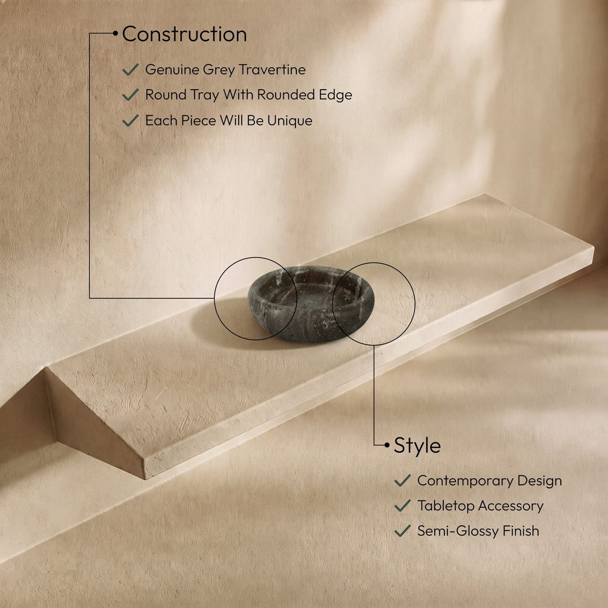 Orelia - Genuine Travertine Tray