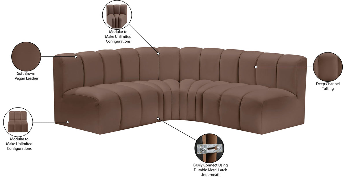 Arc - Faux Leather 4 Piece Corner Modular Sofa