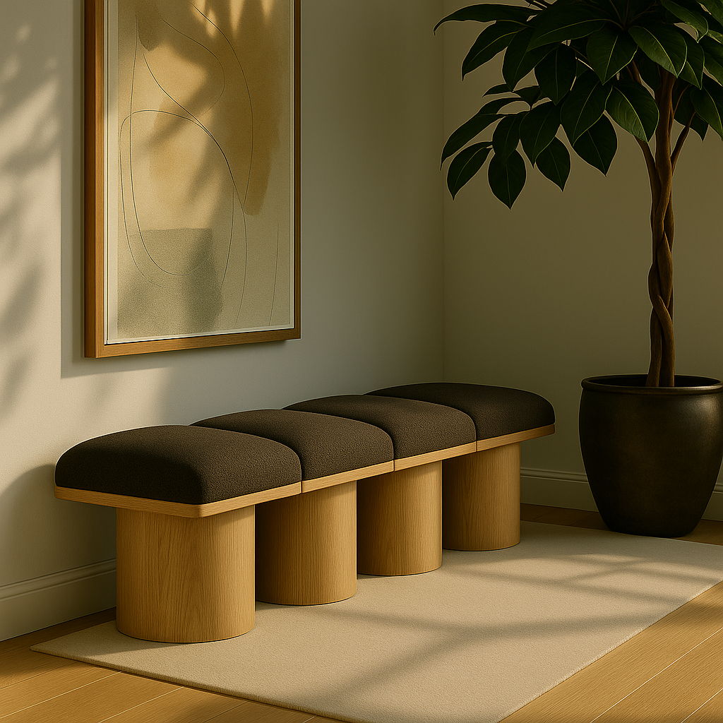 Pavilion - 4 Piece Modular Bench With Natural Base
