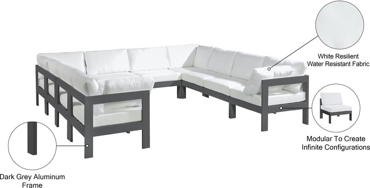 Nizuc - Outdoor Patio 10 Piece Modular Sectional With Gray Frame