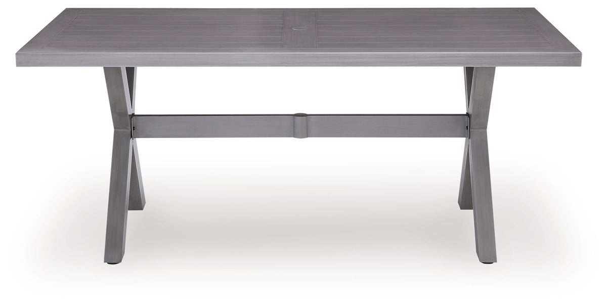 Half Moon Beach - Rectangular Dining Table With Umbrella Option - Gray