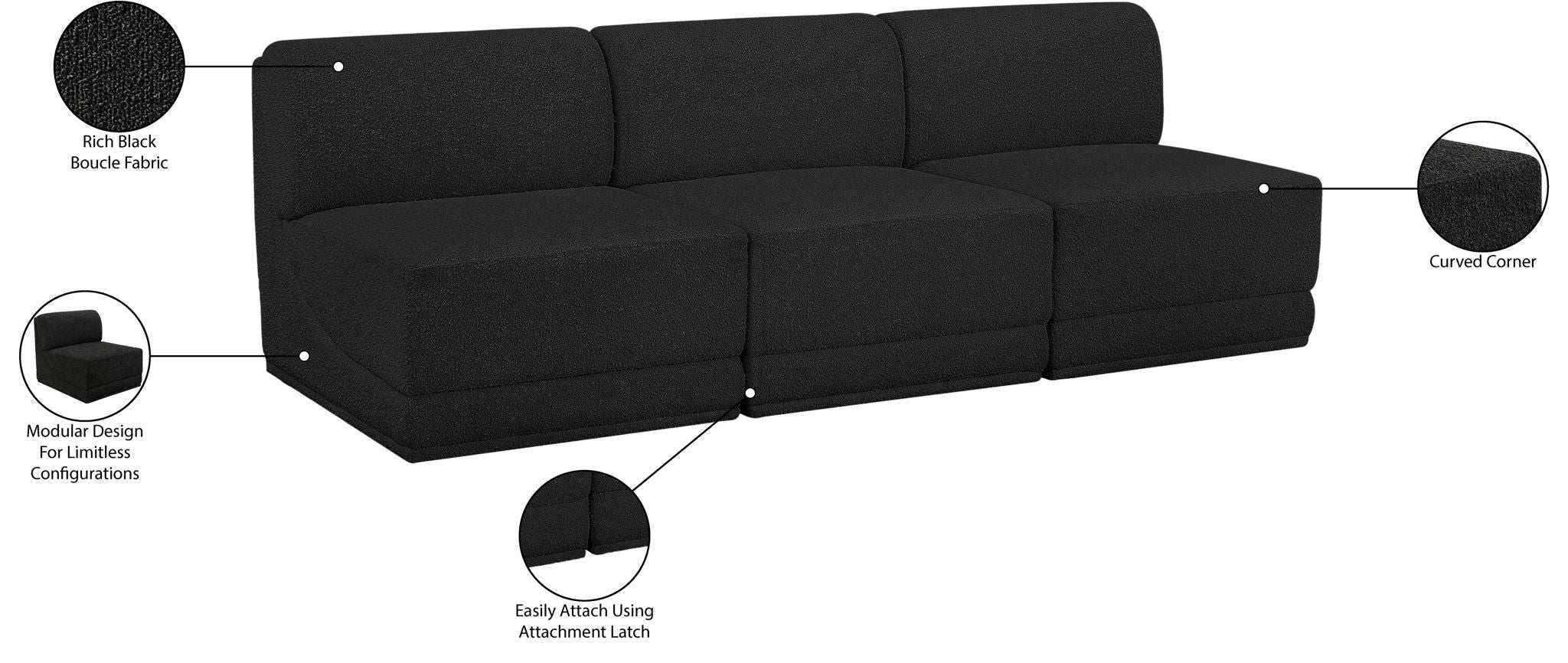 Ollie - 3 Seat Armless Modular Sofa