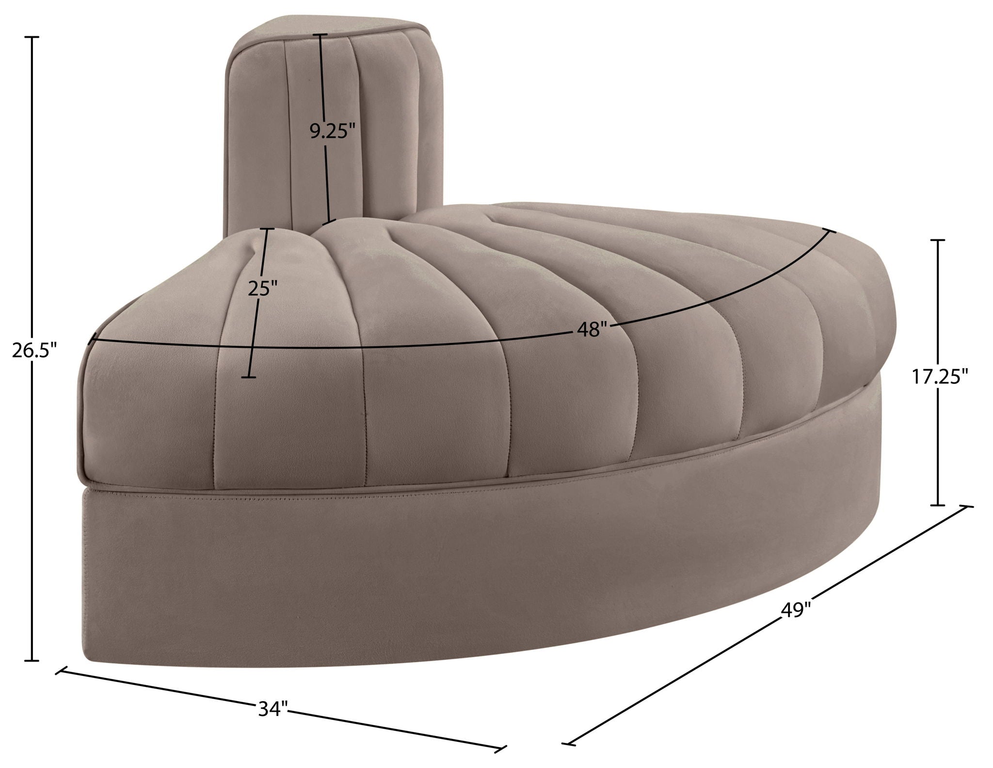 Rummi - Velvet Performance Fabric Upholstered Modular Chair
