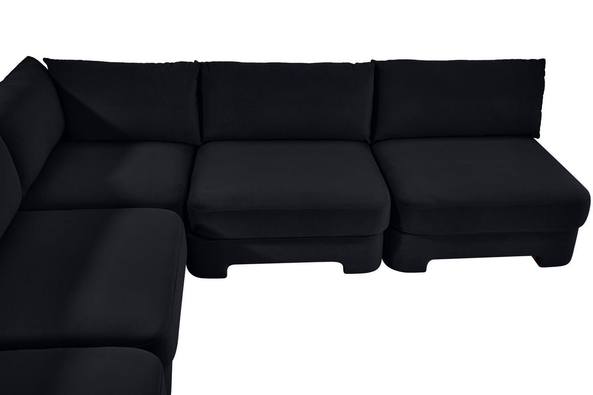 Hammond - Velvet Performance Fabric Upholstered 5 Piece Armless Sectional