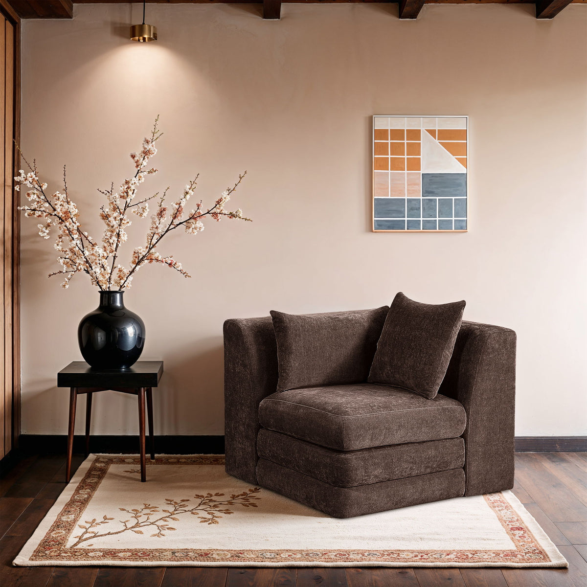 Stellar - Chenille Fabric Upholstered Modular Corner Chair
