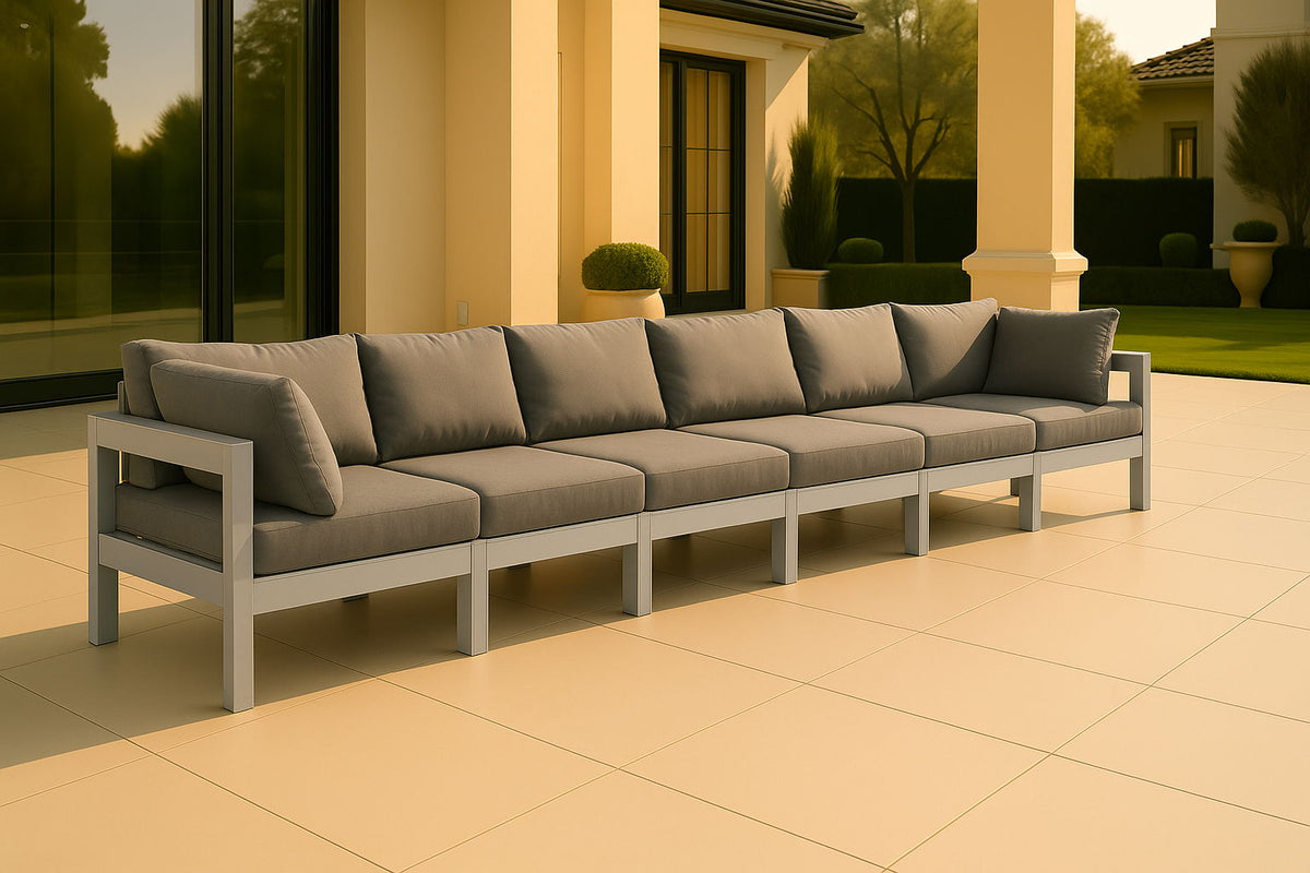 Nizuc - Outdoor Patio 6 Seat Modular Sofa With White Frame
