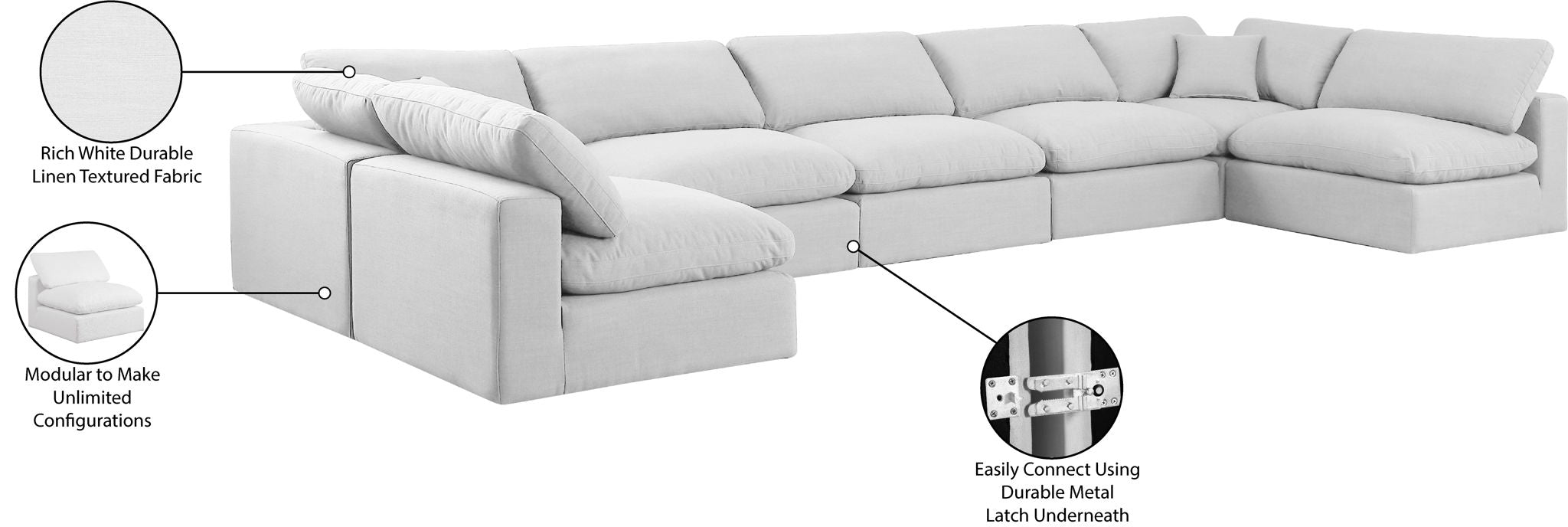 Comfy - 7 Piece Linen Modular Armless Sectional