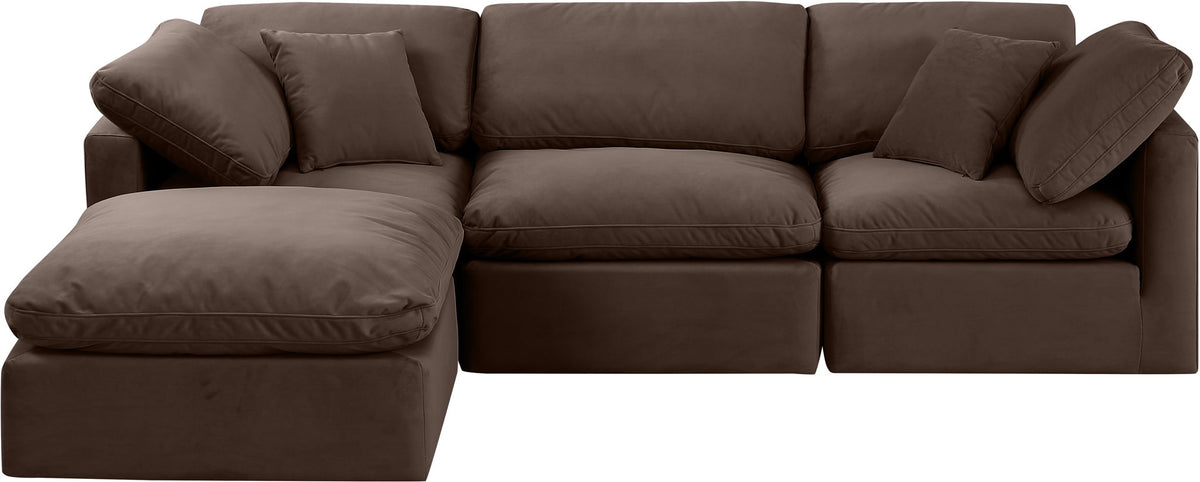Indulge - Velvet 4 Piece Modular Sectional With Chaise