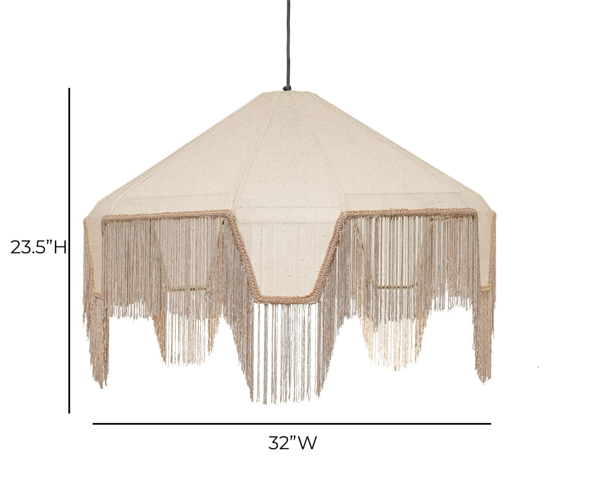 Buchanan - Fabric Fringed Angled Pendant Light - Natural