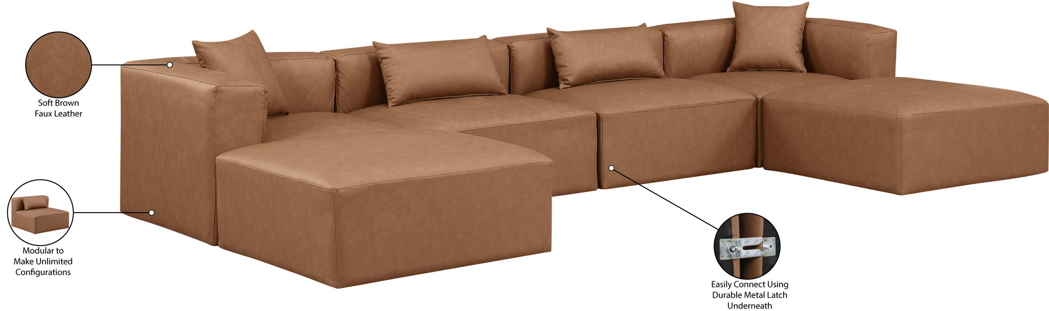 Cube - 6 Piece Modular Double Chaise Sectional
