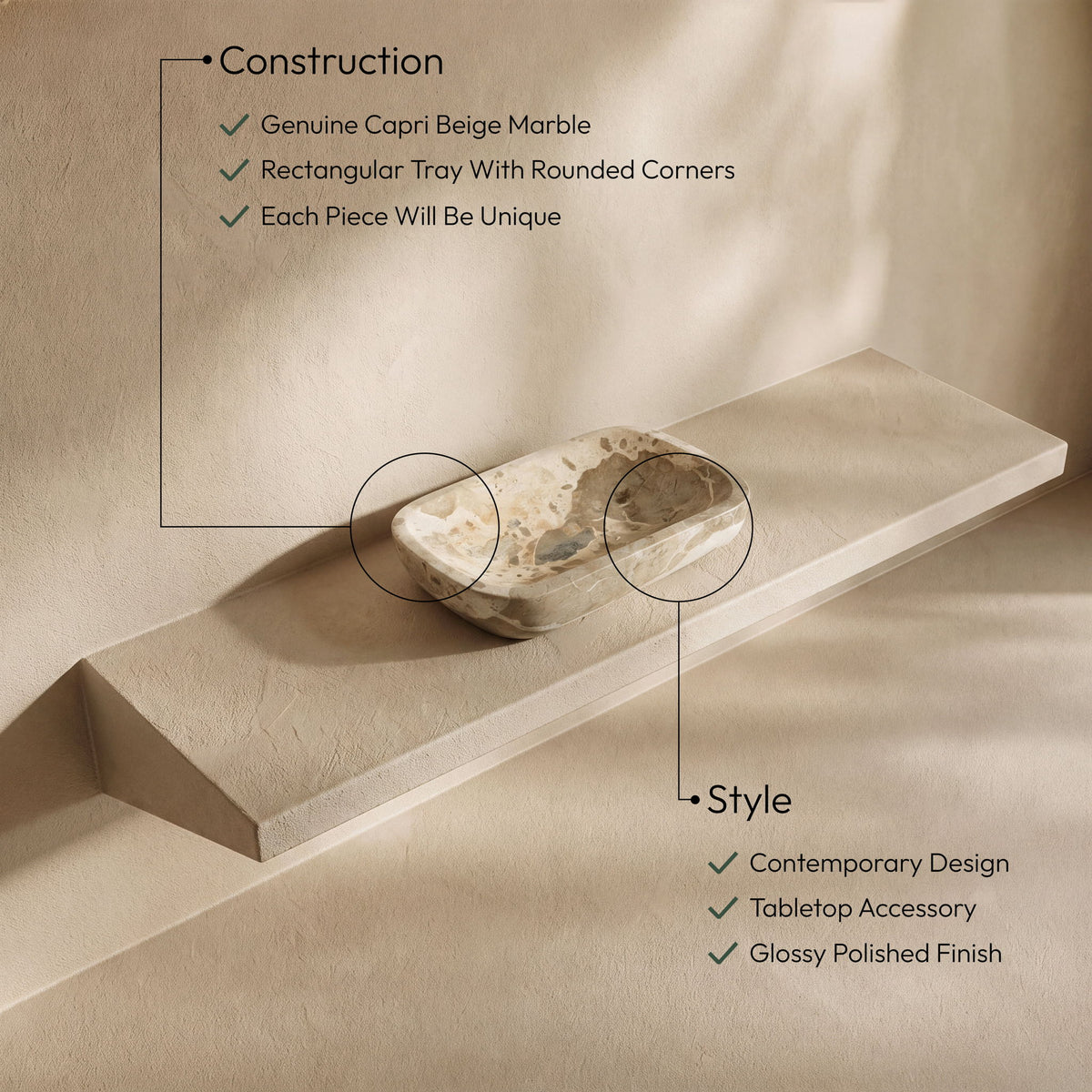 Joel - Genuine Marble Tray