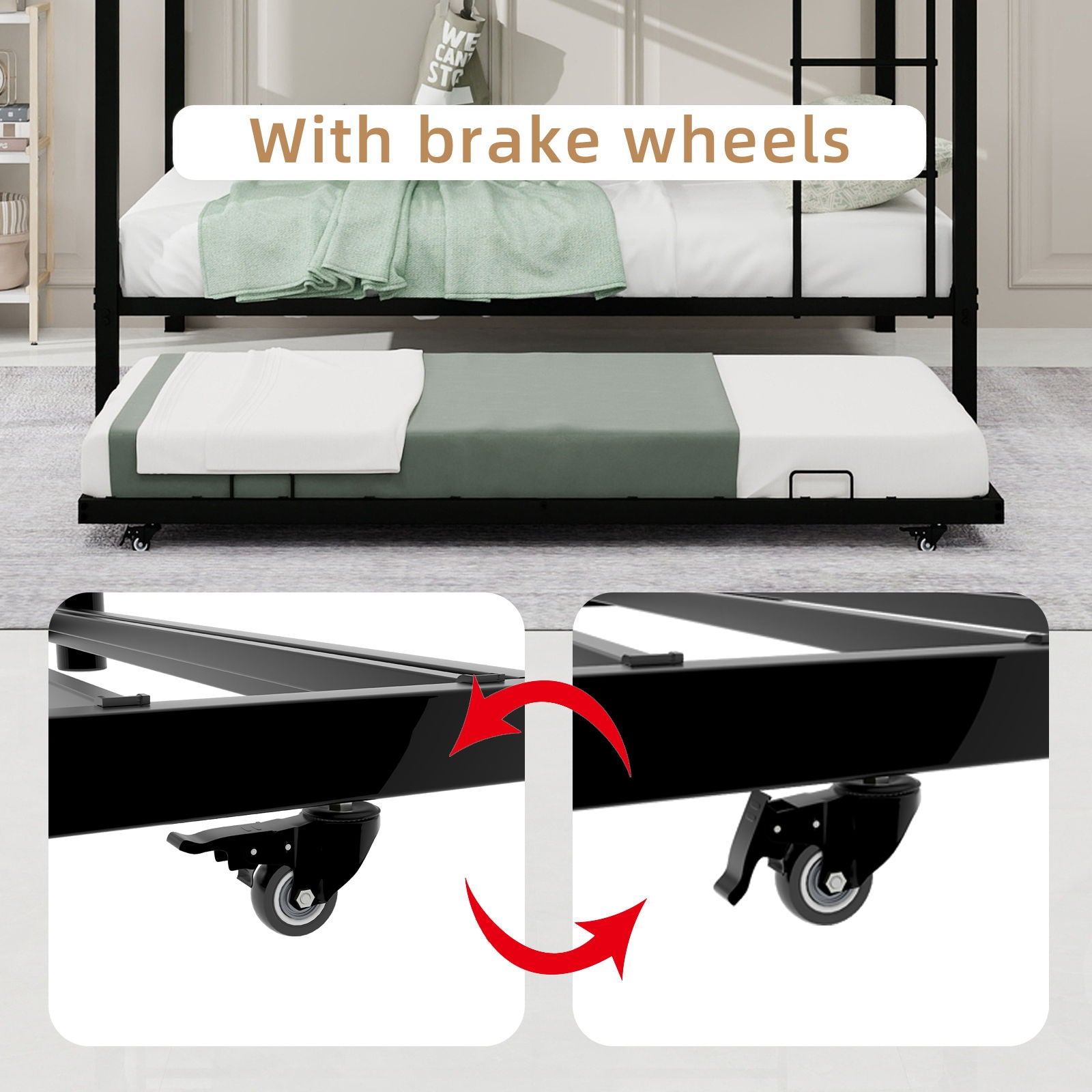 Bunk Bed For Kids, Convertible Frame With Ladders & Guardrail