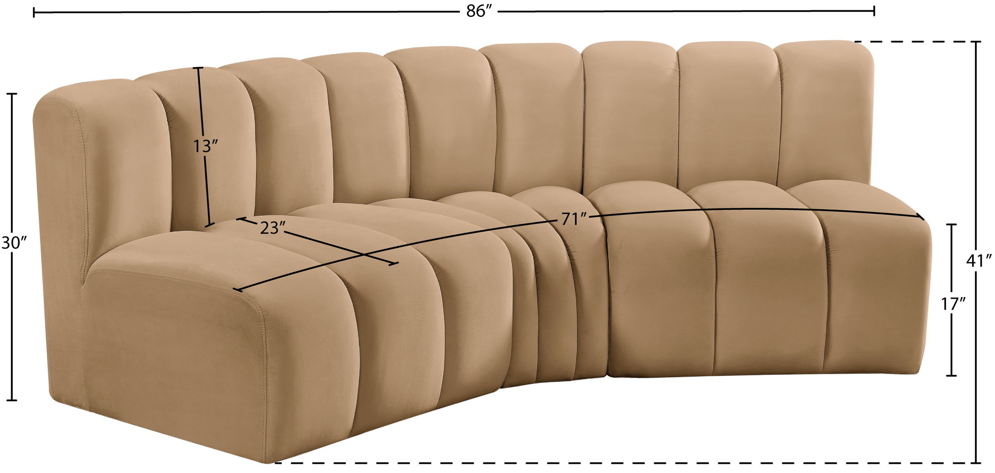 Arc - Velvet 3 Piece Modular Corner Sofa