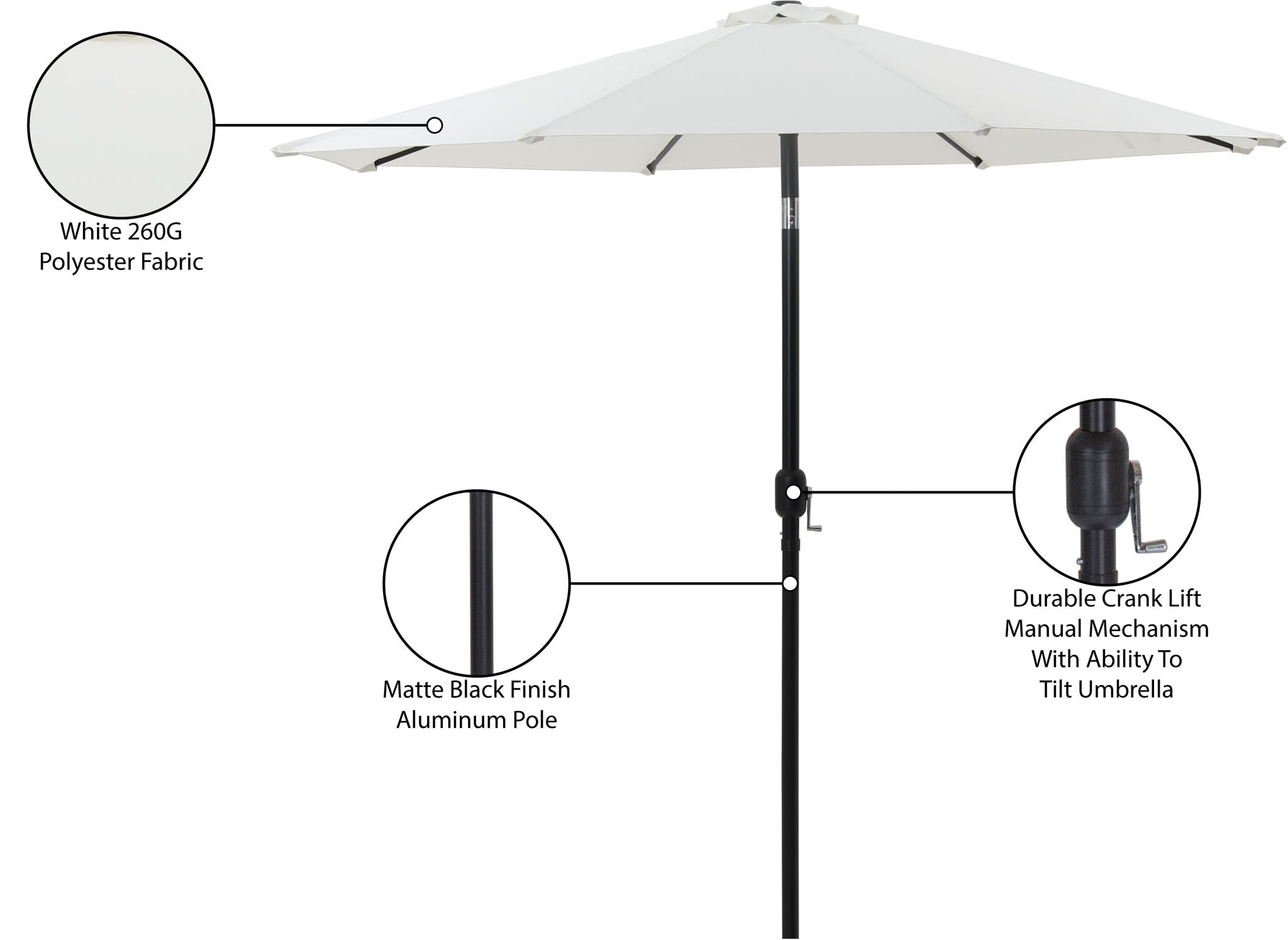 Fiji - Patio Umbrella With Black Pole