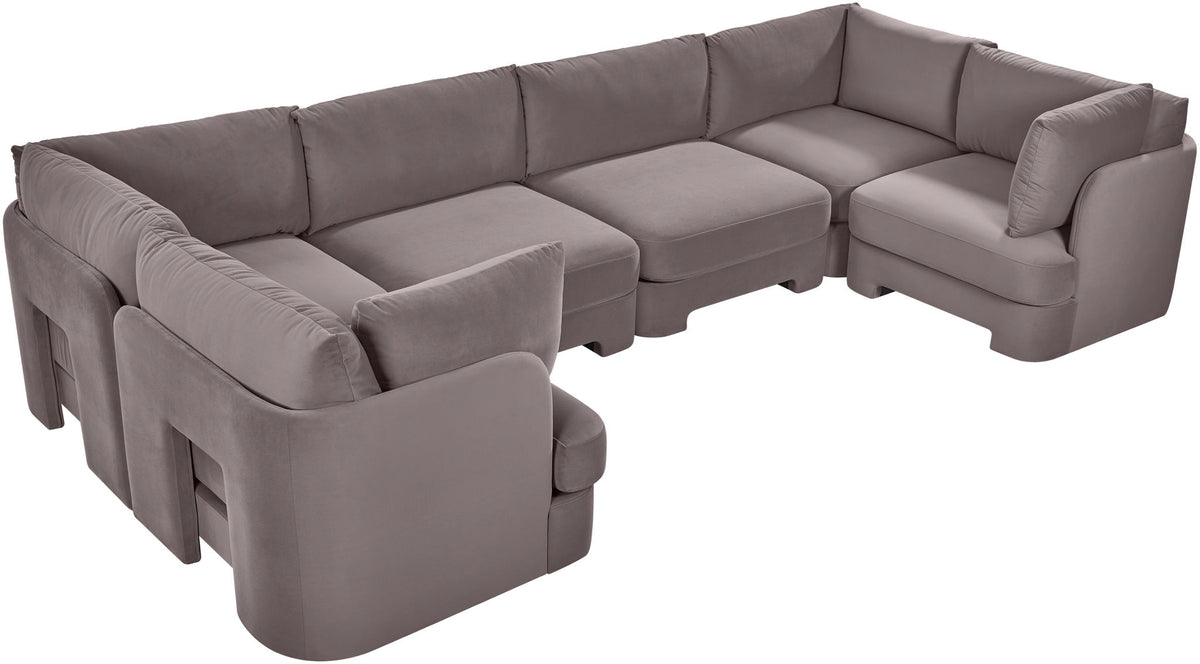 Hammond - Velvet Performance Fabric Upholstered 6 Piece U-Shaped Sectional