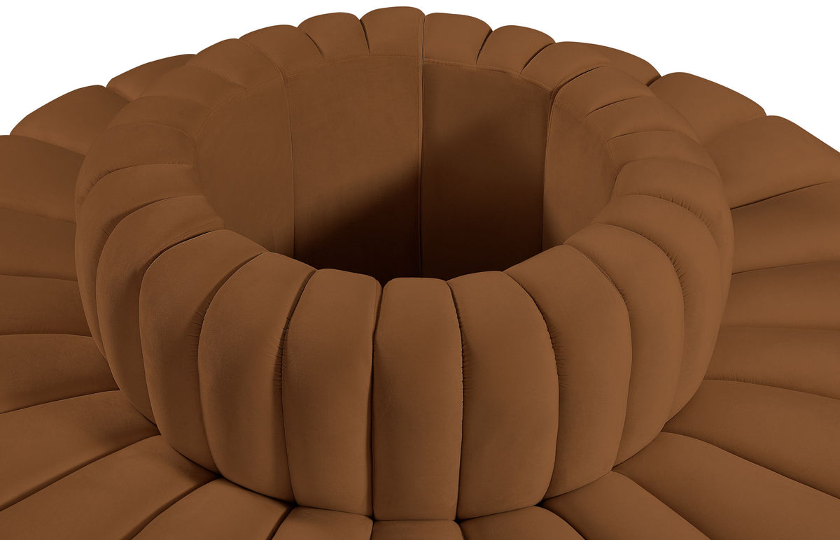 Arc - Velvet 8 Piece Round Modular Sofa - Saddle