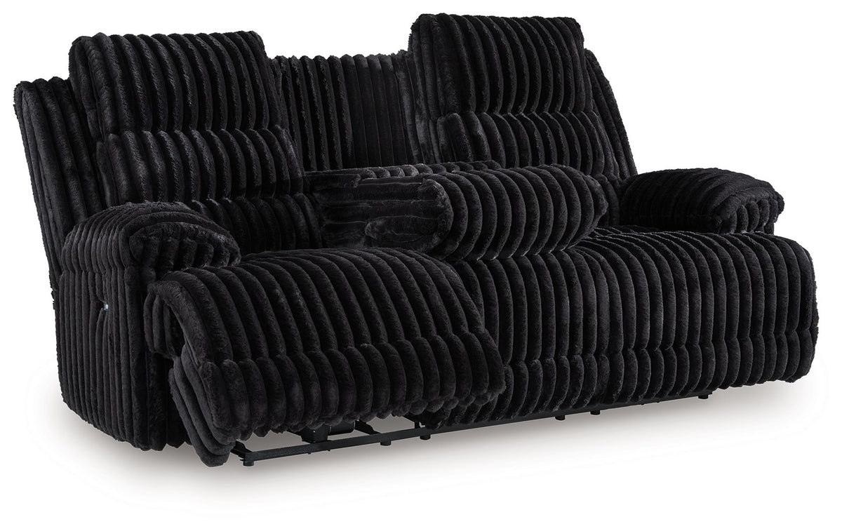 Rhine Falls - Reclining Power Sofa With Drop Down Table - Onyx