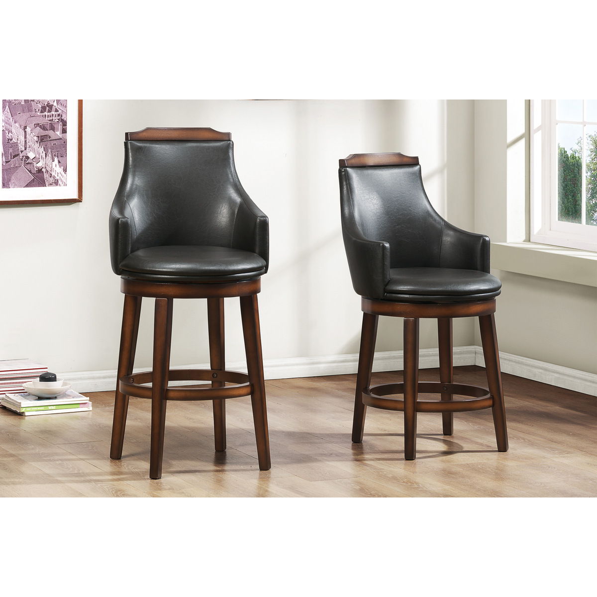 Bayshore - Swivel Counter Height Chair (Set of 2) - Dark Brown
