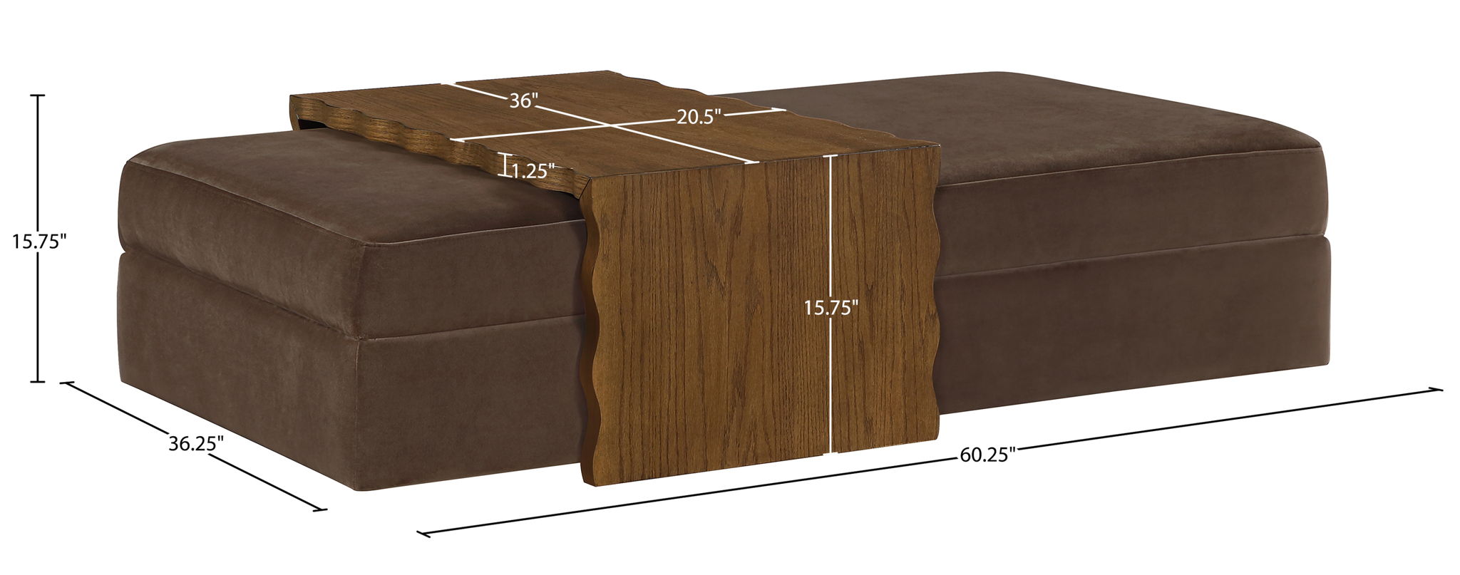 Woodra - Velvet Coffee Table/Ottoman