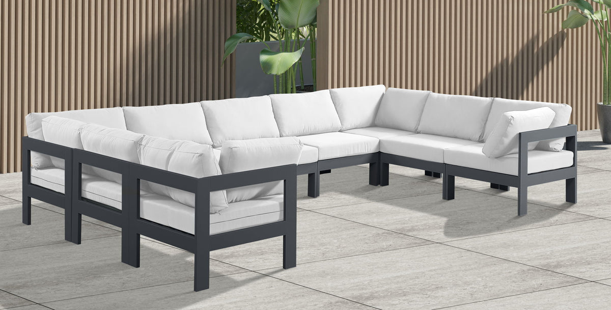 Nizuc - Outdoor Patio 9 Piece Modular Sectional With Gray Frame