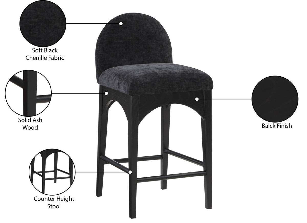 Waldorf - Chenille Stool With Black Legs