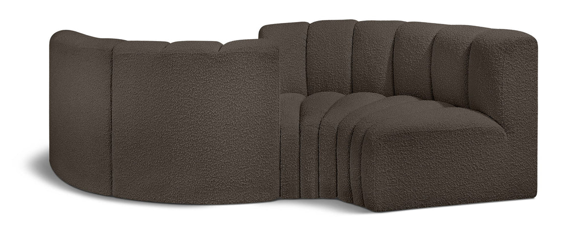Arc - Boucle Fabric 4 Piece Curved Modular Sofa