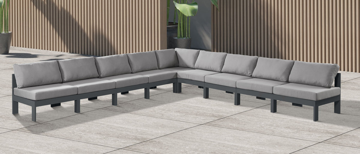 Nizuc - Outdoor Patio 9 Piece Modular Sectional With Gray Frame