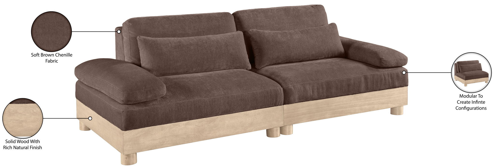 Turin - Chenille Fabric Upholstered Modular Sectional - Brown