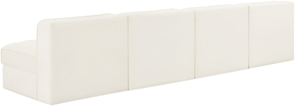 Rummi - Armless Velvet Performance Fabric Upholstered 4 Piece Modular Sofa