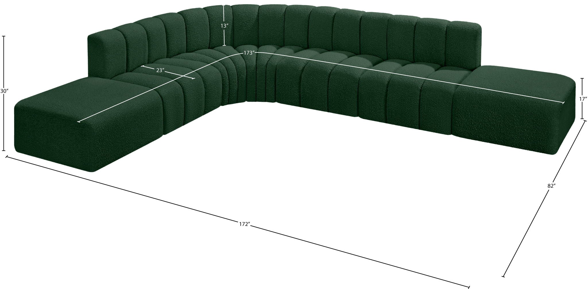 Arc - Boucle Fabric 7 Piece Corner Modular Sofa
