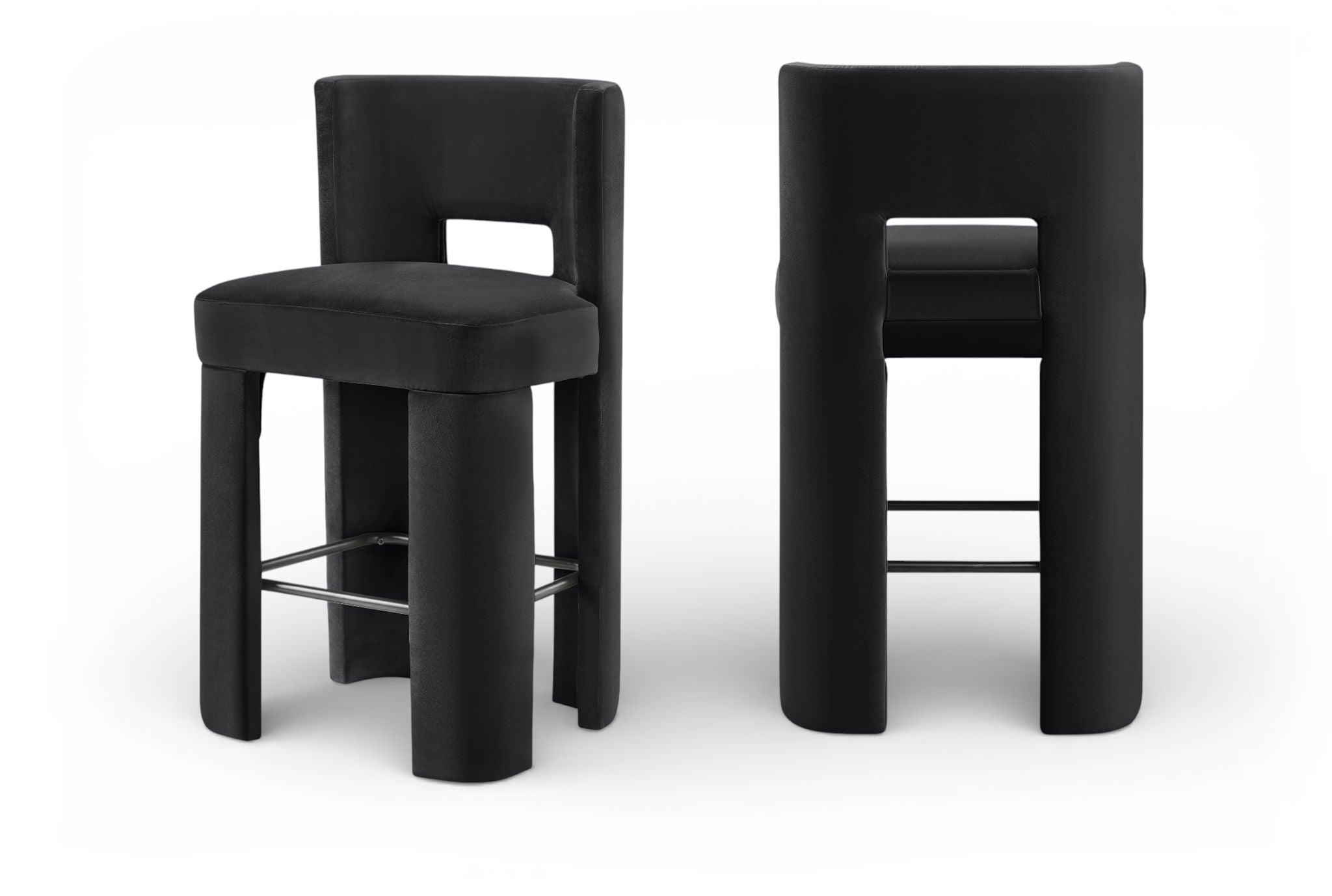 Zuno - Velvet Performance Fabric Upholstered Bar Stool (Set of 2)