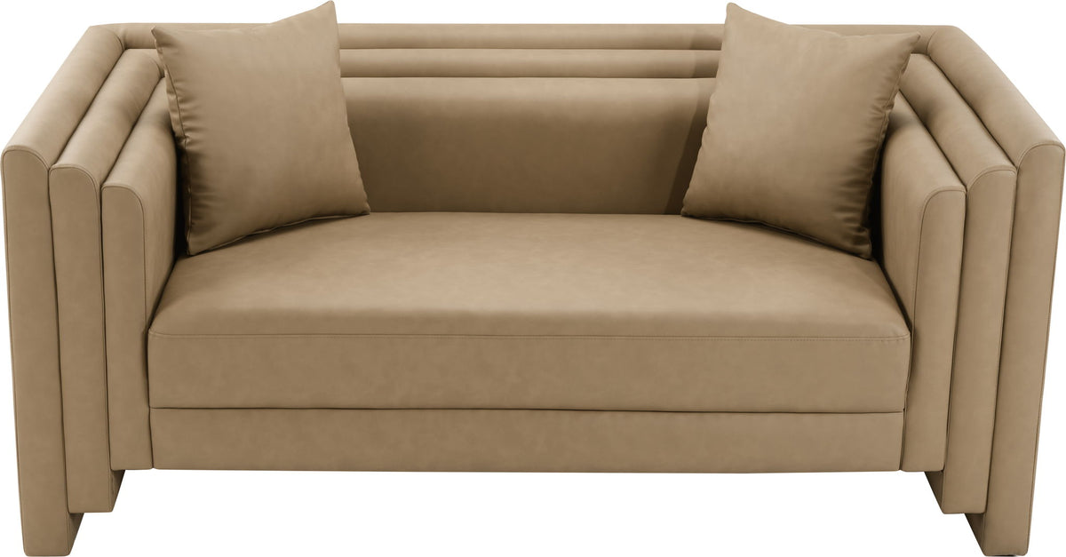 Everett - Vegan Leather 67" Upholstered Loveseat - Tan
