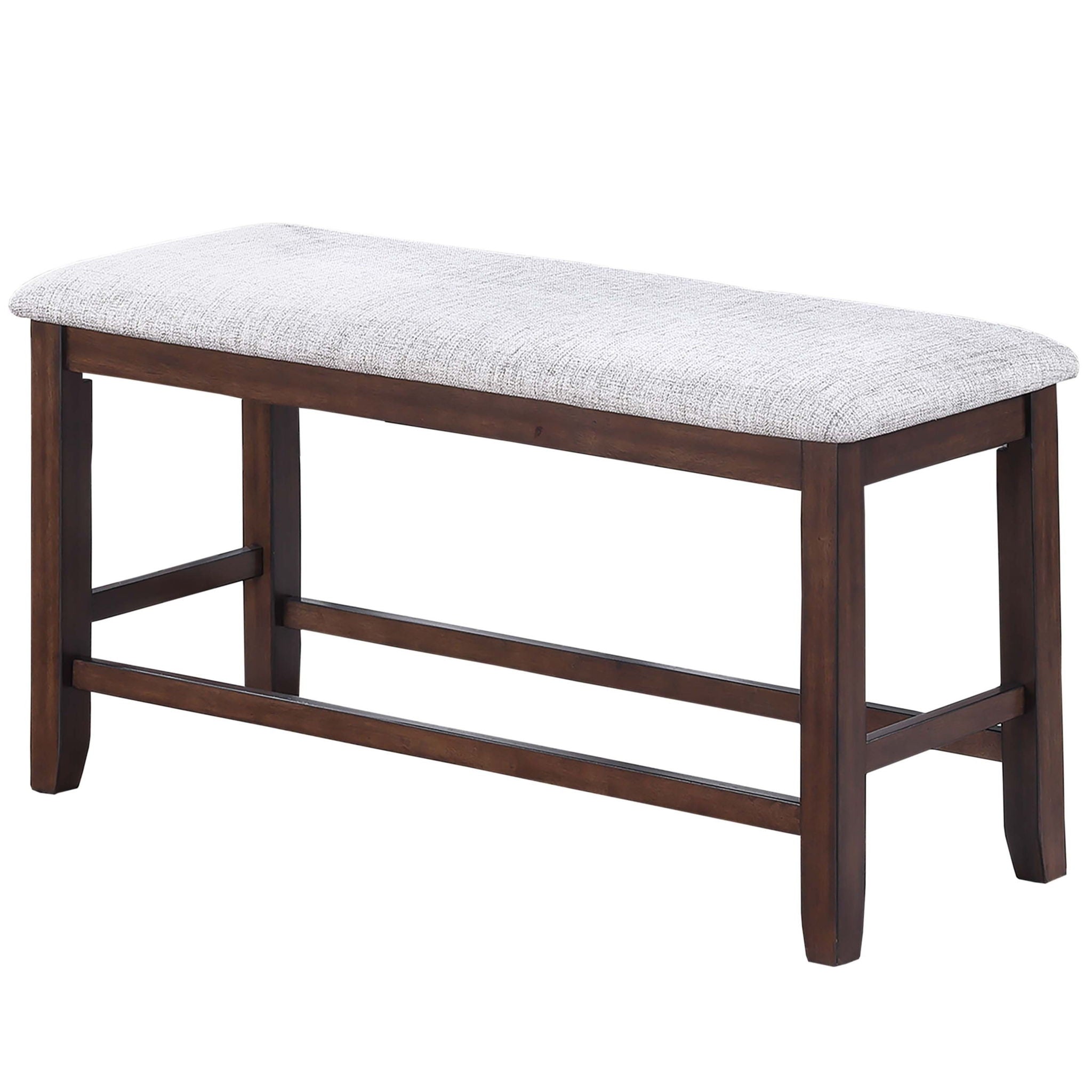 Cushion Padded Seat Counter Height Dining Bench - Walnut