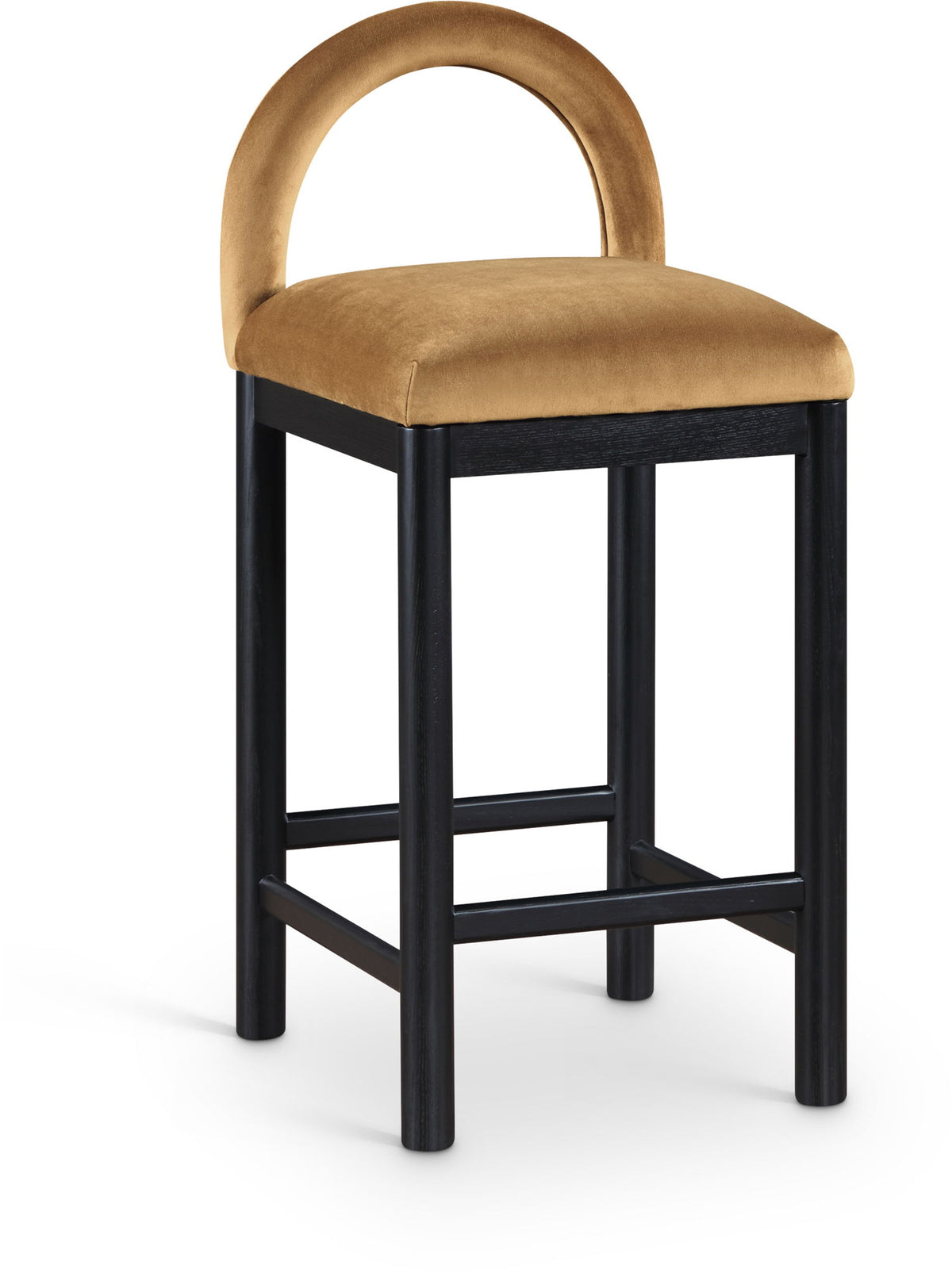 Conrad - Velvet Counter Stool With Black Legs