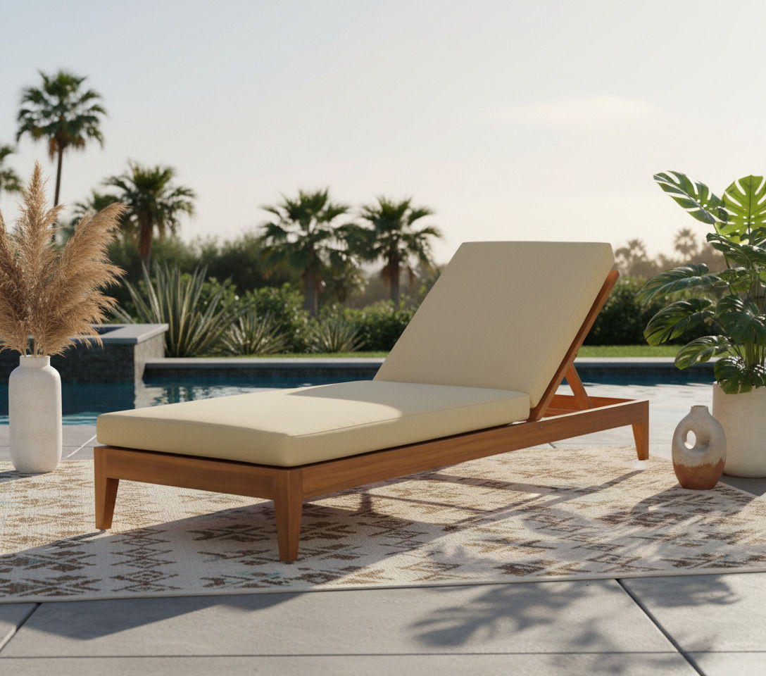 Mirella - Water Resistant Fabric Upholstered Outdoor Patio Chaise Lounge