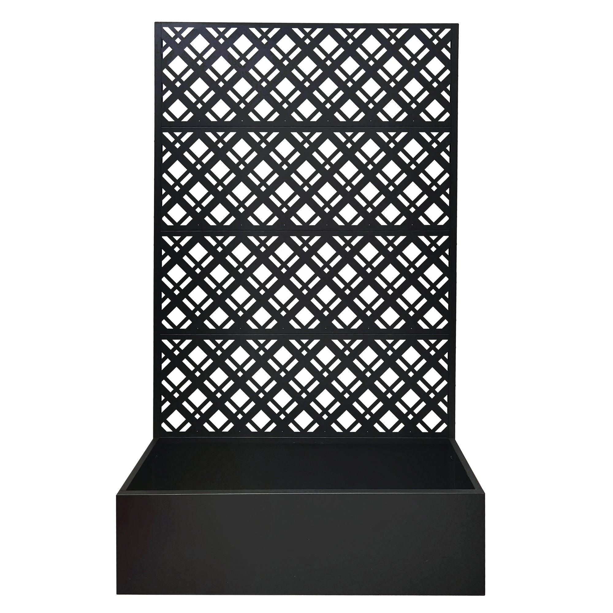 Rhombus Planter Raised Garden Bed With Trellis For Climbing Plants - Black