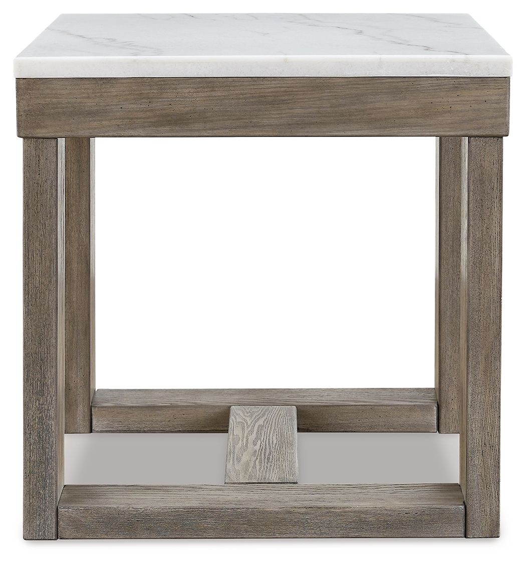 Loyaska - Square End Table - Brown / Ivory