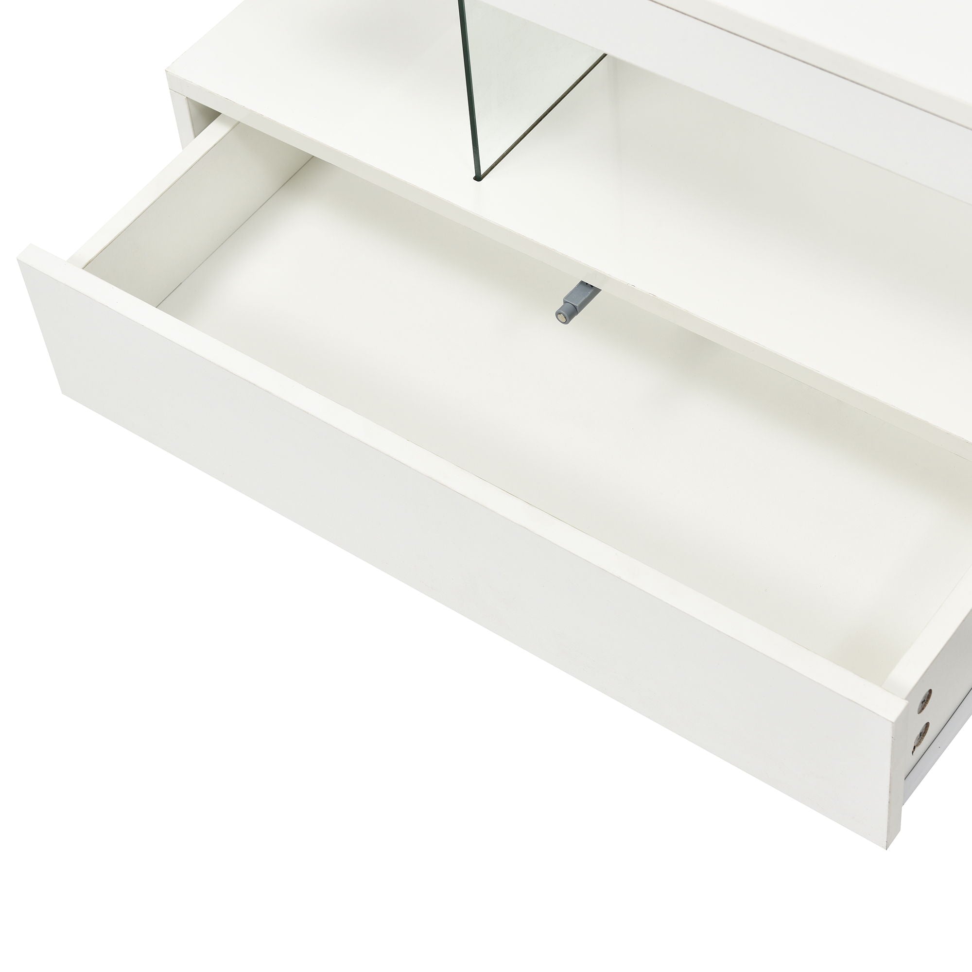 LED Coffee Table With Storage, Modern Center Table With 2 Drawers And Display Shelves, Accent Furniture With LED Lights For Living Room - White