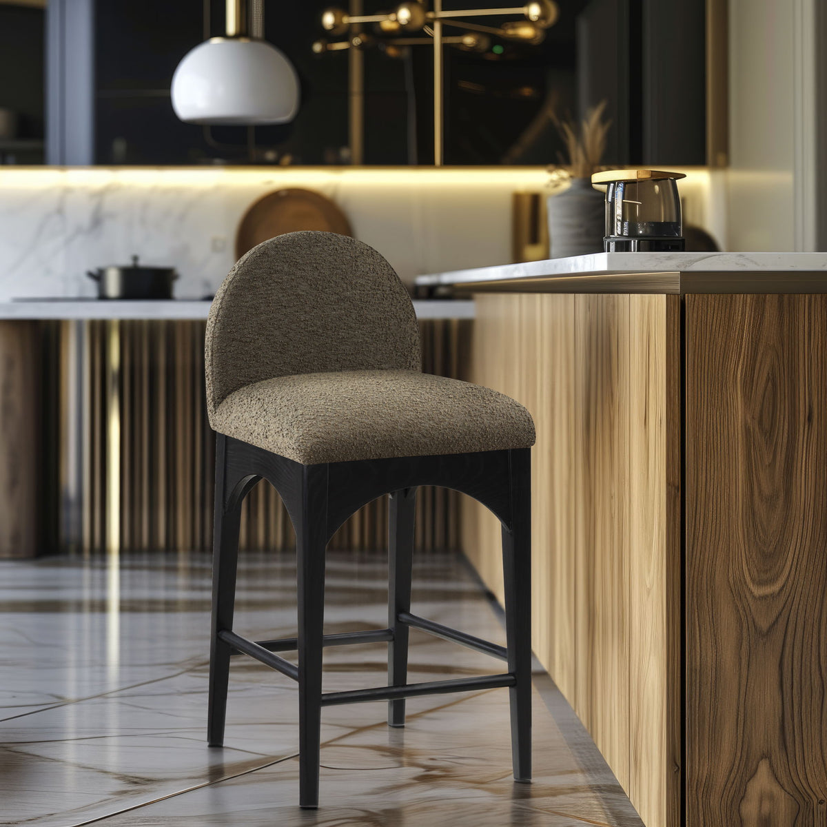 Waldorf - Boucle Stool With Black Legs