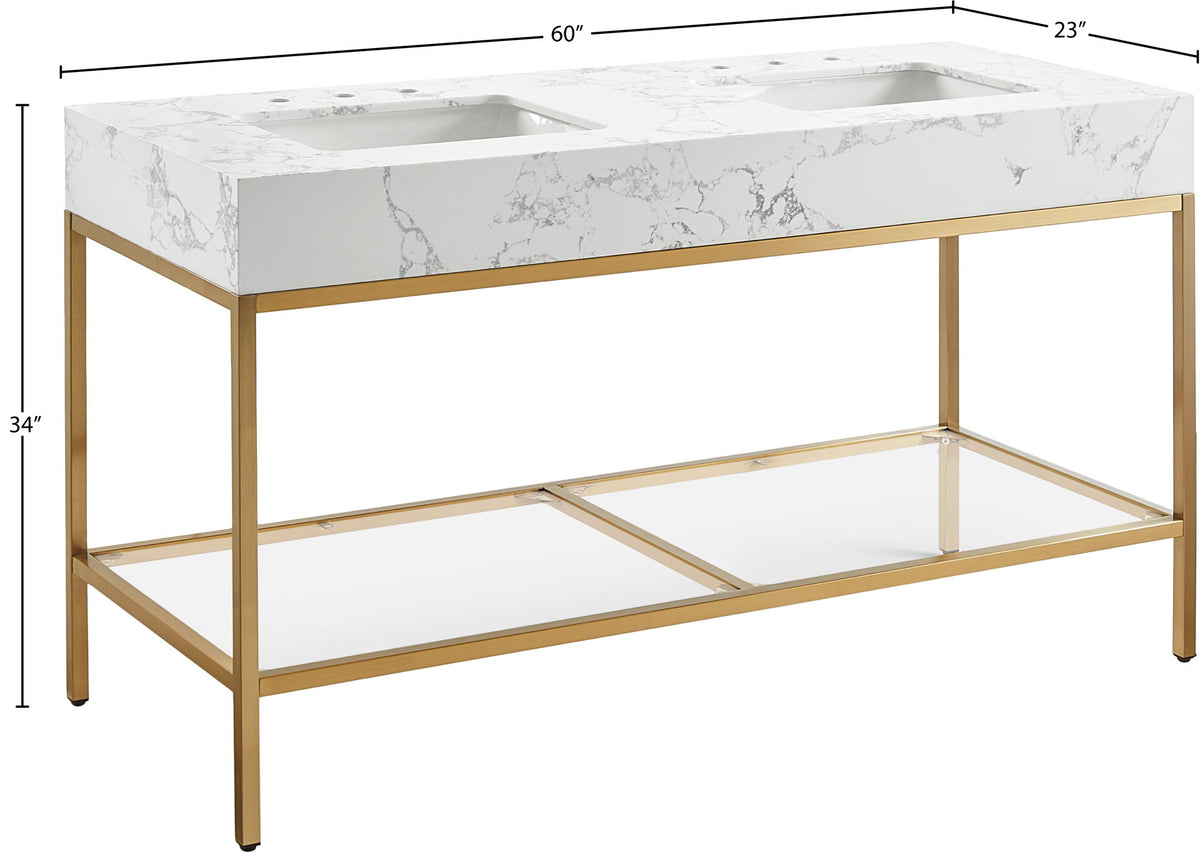 Marmo - Engineered Marble Bathroom Vanity With Gold Base
