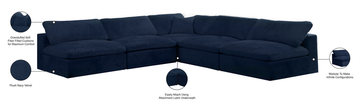 Cozy - 5 Piece Modular Corner Armless Sectional