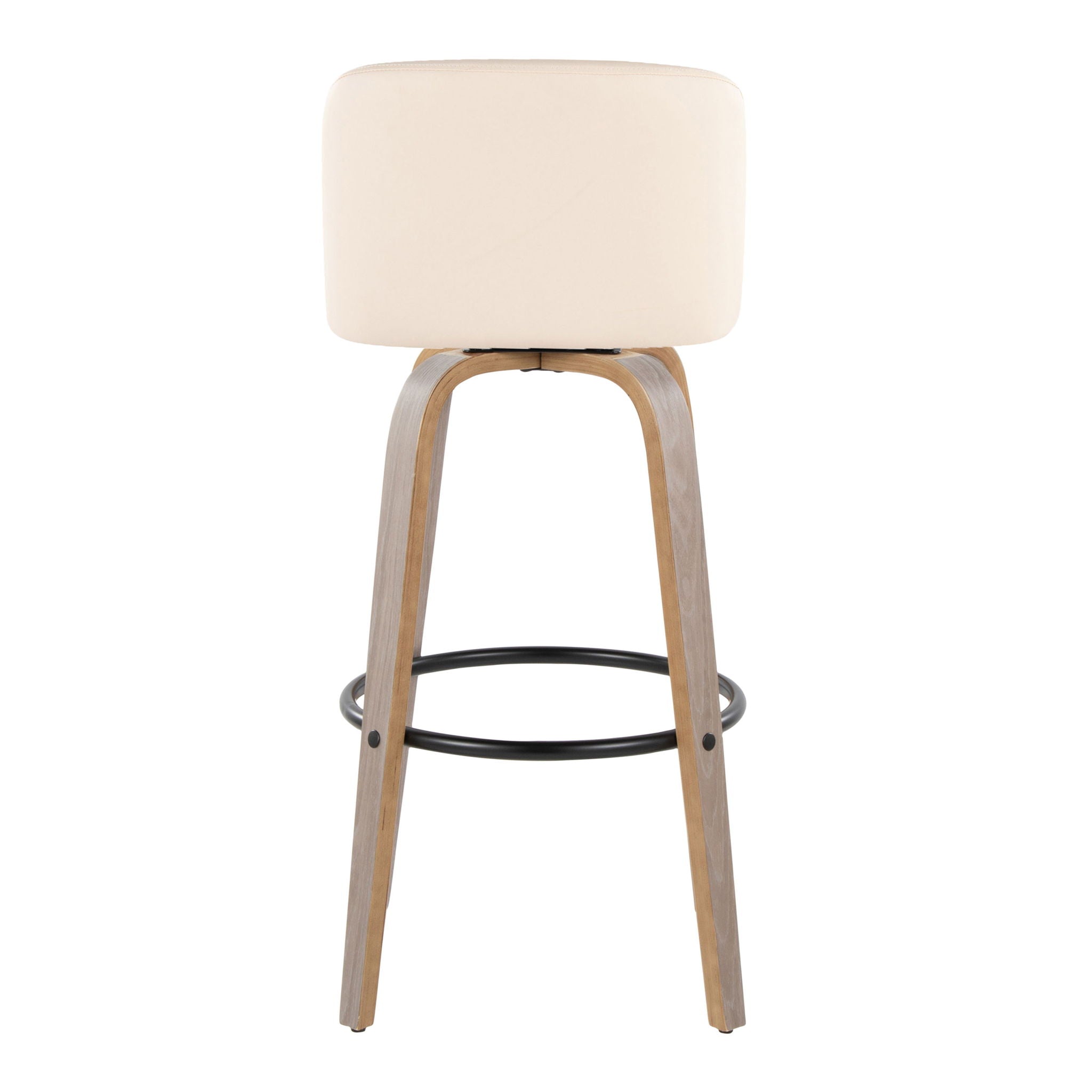 Toriano - Contemporary Fixed Height Barstool With Swivel With Round Footrest (Set of 2) - Light Gray / Cream