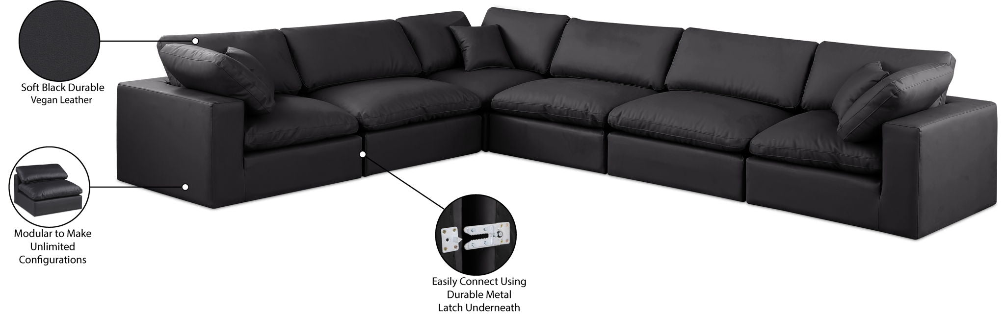 Comfy - 6 Piece Faux Leather Modular Corner Sectional