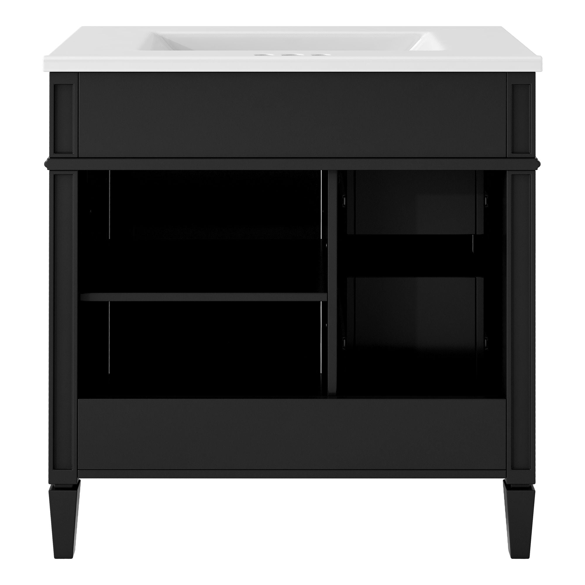 Bathroom Vanity With Top Sink, 3 Drawer Storage Cabinet, Rectangular Design - Black