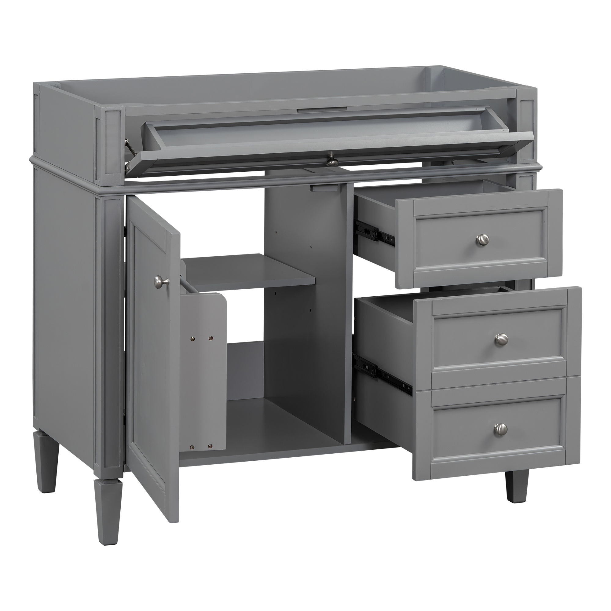 Bathroom Vanity With 2 Drawers And Tip-Out Drawer, Storage Cabinet