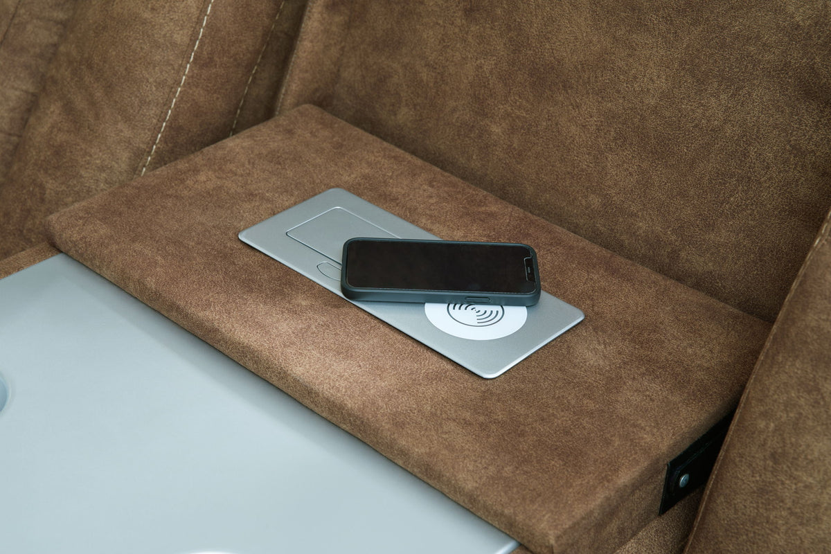 Wolfridge - Power Reclining Sofa With Adj Headrest - Brindle