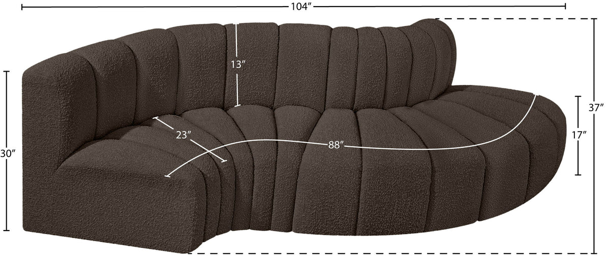 Arc - Boucle Fabric 4 Piece L-Shaped Modular Sofa
