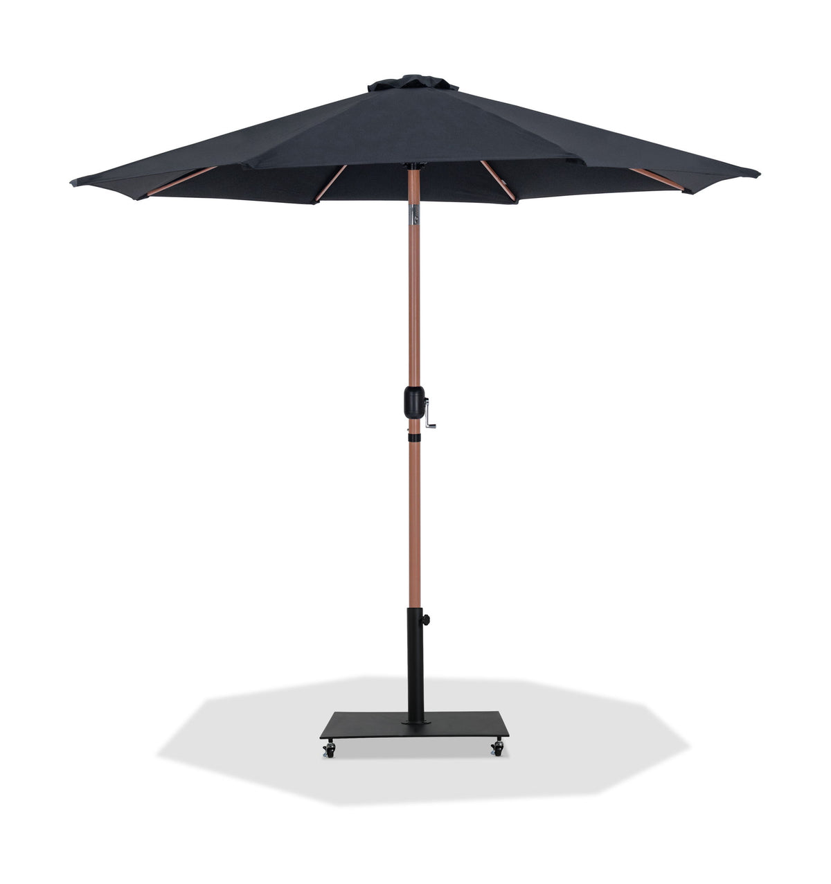 Fiji - Aluminum Patio Umbrella With Square Black And Teak Base