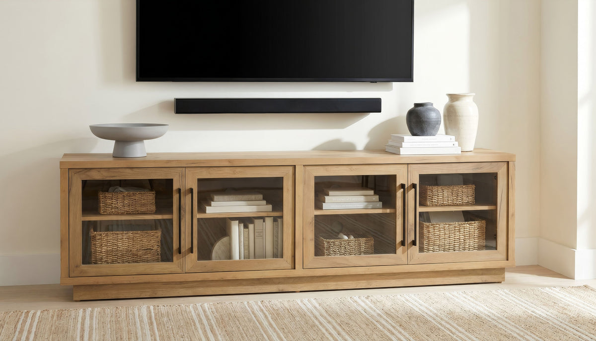 Medina 4-Door TV Stand for TVs up to 85 Inches Golden Oak